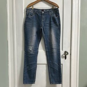 Almost Famous Always Fabulous Distressed Skinny Jeans - Regular Wash